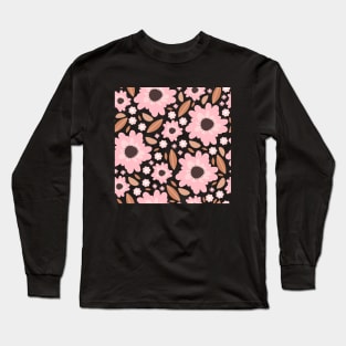 Floral seamless pattern with simple flower and leaves. Long Sleeve T-Shirt